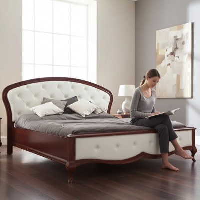 Bedbekledingontwerp Luxe Tweepersoons Hotelbedden Barok Houten Meubelen Nieuw