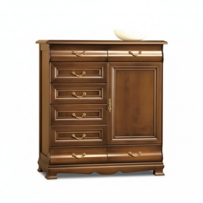 Laden van massief eikenhout, dressoirs, dressoirs van massief hout, echte houten kast.