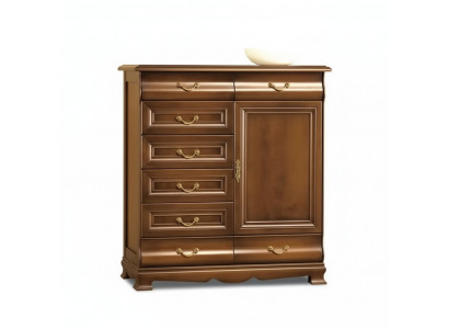 Laden van massief eikenhout, dressoirs, dressoirs van massief hout, echte houten kast.