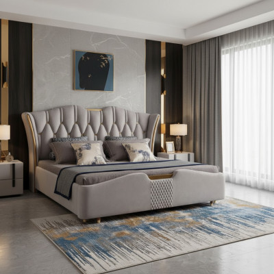 Chesterfield Bed Bekleding Ontwerp Luxe Tweepersoons Hotelbedden Luxe Hotel Nieuw