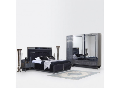 Zwart slaapkamerset Luxe set Bed 2x nachtkastjes Kast