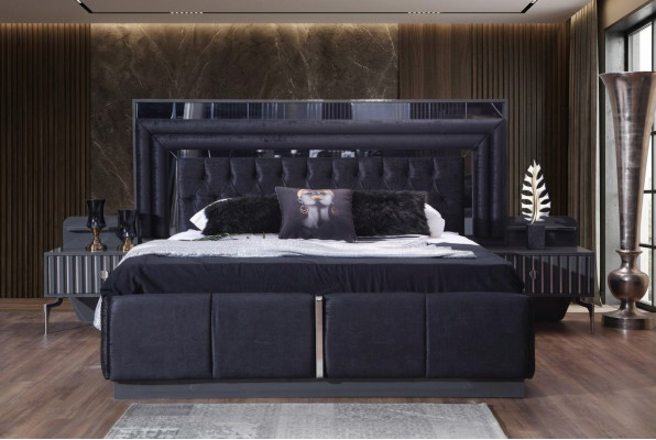 Zwart luxe Chesterfield tweepersoonsbed moderne bedframes houten meubels