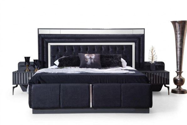 Zwart luxe Chesterfield tweepersoonsbed moderne bedframes houten meubels