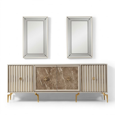 Modern dressoir met 2 spiegels, ontwerper van luxe woonkamermeubelen van hout.