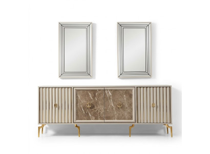 Modern dressoir met 2 spiegels, ontwerper van luxe woonkamermeubelen van hout.