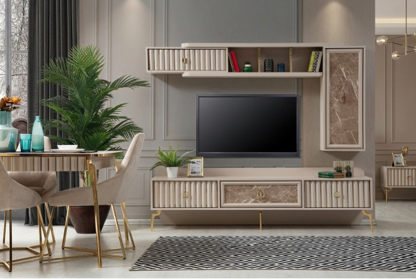 Ontwerper Moderne woonkamer Luxe houten planken Woonkamer meubels Stijlvol
