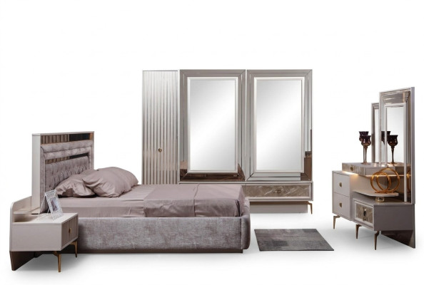 Modern compleet slaapkamer set Designer bed 2x nachtkastjes 5-delig