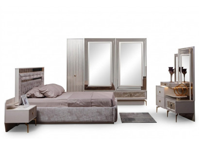 Modern compleet slaapkamer set Designer bed 2x nachtkastjes 5-delig