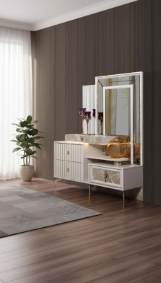 Witte make-uptafel slaapkamerontwerper houten console met spiegel nieuw