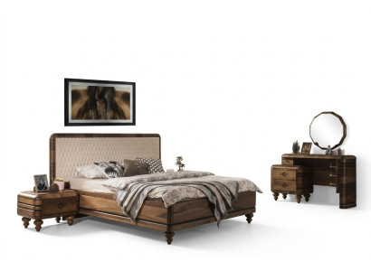 Klassieke slaapkamer set Luxe bruin bed Nachtkastjes Kaptafel