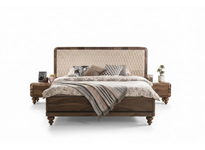 Slaapkamermeubilair Luxe Designer Bed 2x Nachtkastjes Tweepersoonsbed 3-delig
