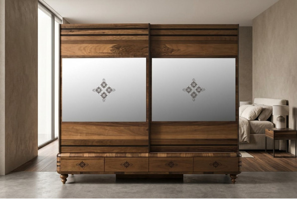 Moderne kledingkast Luxe kast Houten kasten Bruin Slaapkamer
