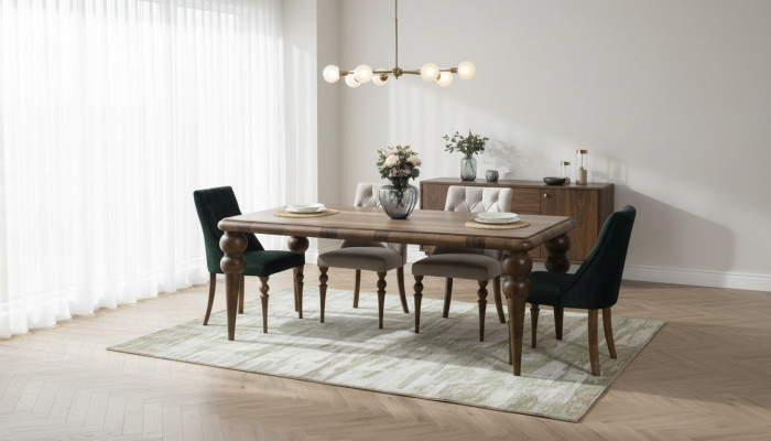 Eetkamer meubel luxe set Eettafel 4x Stoelen Modern Design Houten Stijl