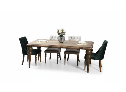 Eetkamer meubel luxe set Eettafel 4x Stoelen Modern Design Houten Stijl
