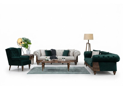 Moderne Zweifarbige Chesterfield Bankstel 3+3+1 Zits Luxe Meubels