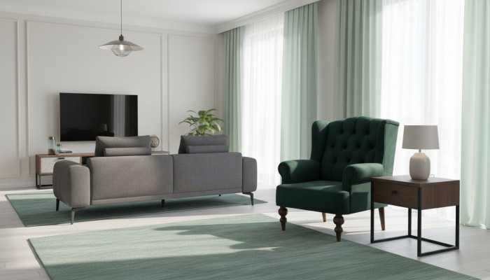 Klassieke Chesterfield Groene Fauteuil Oorfauteuil Bekleed Eenzitter