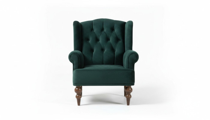 Klassieke Chesterfield Groene Fauteuil Oorfauteuil Bekleed Eenzitter