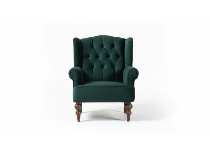 Klassieke Chesterfield Groene Fauteuil Oorfauteuil Bekleed Eenzitter