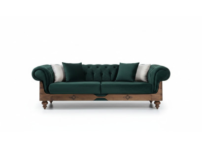 Groene Chesterfield driezits bank Woonkamer banken Zitmeubelen Bank