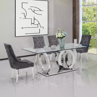 Moderne designer eetkamertafel eettafel keukentafel glazen blad stijl meubels