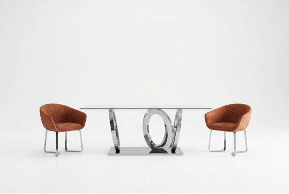 Moderne designer eetkamertafel eettafel keukentafel glazen blad stijl meubels