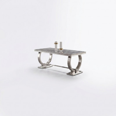 Luxe eettafel kolomtafel eettafels eetkamer tafel Zilver 200x100