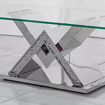 Luxe eettafel kolomtafel Zilveren eettafels Eettafel Eetkamertafel Glazen tafel