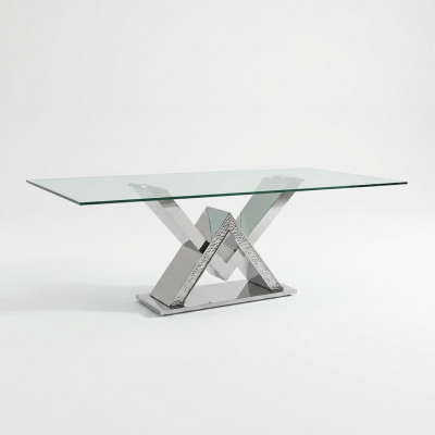 Luxe eettafel kolomtafel Zilveren eettafels Eettafel Eetkamertafel Glazen tafel