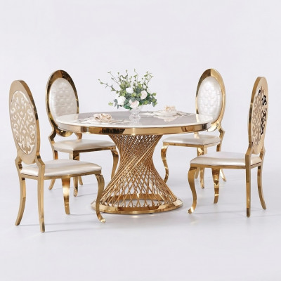 Ronde tafel Gouden voet Chroom Ronde tafels Eettafels Luxe 130cm