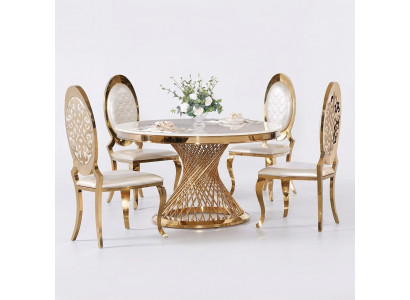 Ronde tafel Gouden voet Chroom Ronde tafels Eettafels Luxe 130cm
