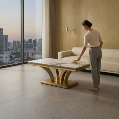Salontafel Ontwerp Woonkamer Luxe Salontafels Tafels Meubels Goud 115x70
