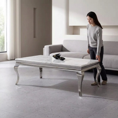 Salontafel ontwerp woonkamer luxe tafel bank bijzettafel 130x70 zilver