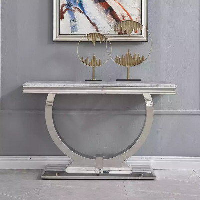 Zilveren dressoir consoletafel luxe tafel zilver chroom 120x40cm
