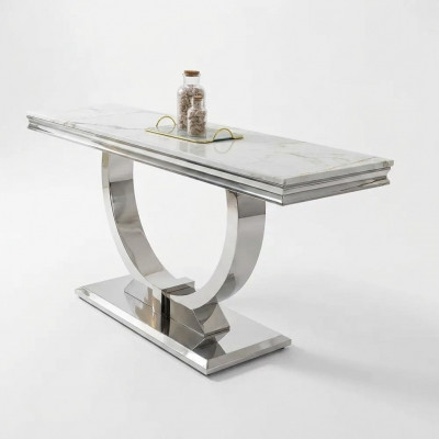 Zilveren dressoir consoletafel luxe tafel zilver chroom 120x40cm