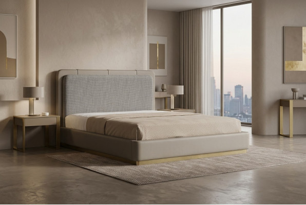 Slaapkamer Beige Bed Hout Modern Ontwerpen 180x200 Design Bedden Meubels