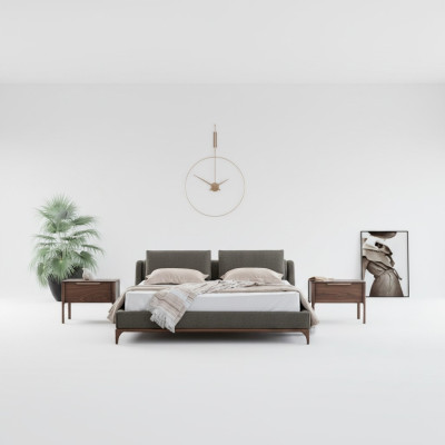 Moderne ontwerpen slaapkamerset 3-delig bed 2x nachtkastje 180x200