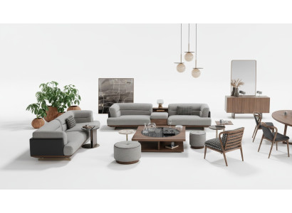 Luxe woonkamerset met bank en fauteuil in modern design, bankstel 6-delig.