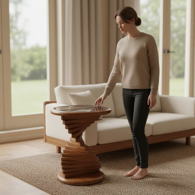 Elegante bijzettafel woonkamer Modern ontwerp Houten traptafel