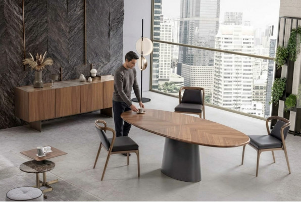 Luxe eetkamerset eettafel met moderne ontwerpen 6x stoelen met 2x salontafels