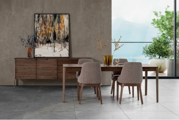 Eetkamer set Eethoek Bruin Eettafel 4x Stoelen met Dressoir Tafel