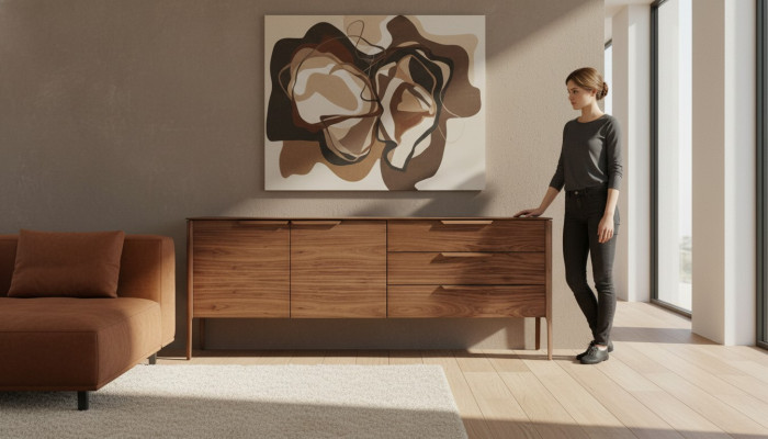 Sideboard Ontwerp Beige Luxe Eetkamer Set Commode met Houten Sideboards