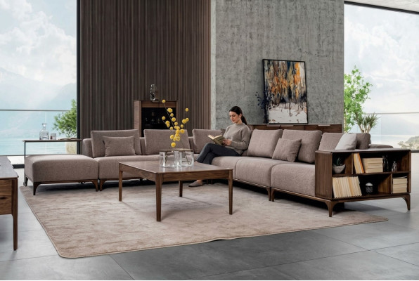 Luxe 2-delige woonkamer set hoekbank L-vorm met salontafel Modern design