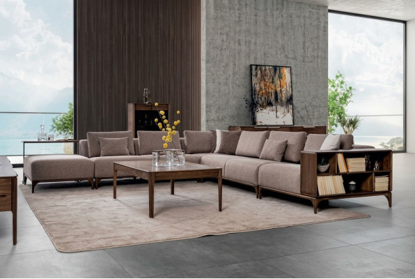 Luxe 2-delige woonkamer set hoekbank L-vorm met salontafel Modern design