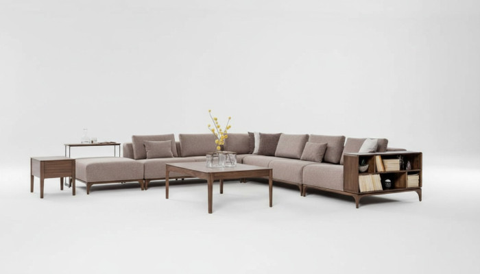 Luxe 2-delige woonkamer set hoekbank L-vorm met salontafel Modern design