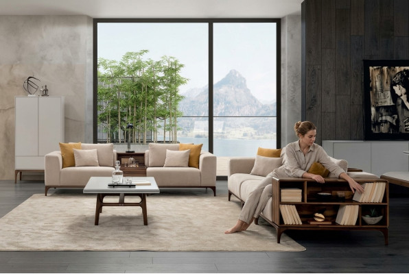 Luxe 4-delige woonkamerset bankstel 3+2+1 zits met salontafel modern design.