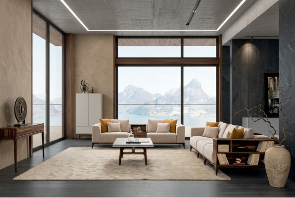 Luxe 4-delige woonkamerset bankstel 3+2+1 zits met salontafel modern design.