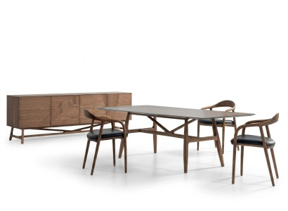 Modern 6-delige eetkamerset tafel 4x stoelen met dressoir eetkamergroep
