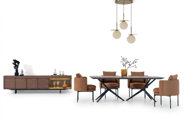 Eetkamer Modern Set Tafel 4x Stoelen Dressoir Luxe Designer Set