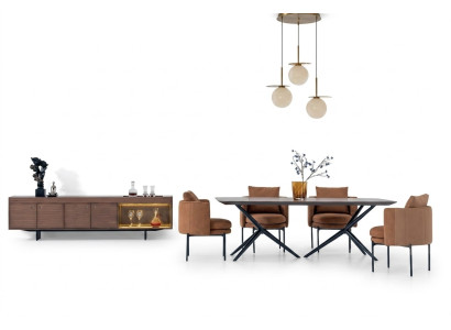 Eetkamer Modern Set Tafel 4x Stoelen Dressoir Luxe Designer Set