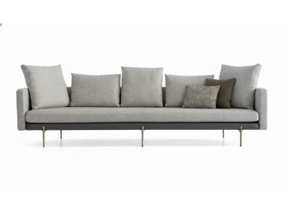 Luxus Sofa Grau Farbe Wohnzimmer Polster Textil 5 sitzer Couch Fünfsitzer